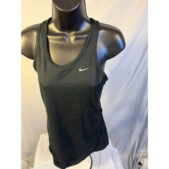 Nike Black Dri-Fit Black Racerback Tank Top Shirt Womens Small S Long Length - Picture 1 of 3